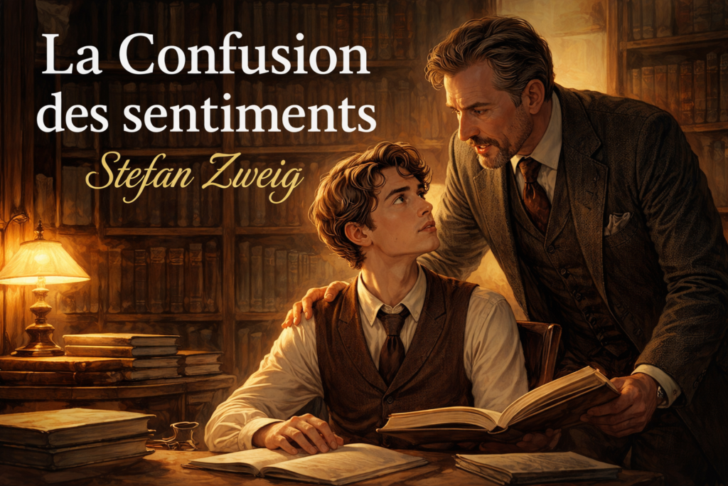 Illustration La Confusion des sentiments de Stefan Zweig – relation troublée maître-élève, atmosphère intellectuelle et passion secrète